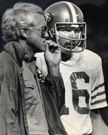 Bill Walsh and Joe Montana, looking supremely cool